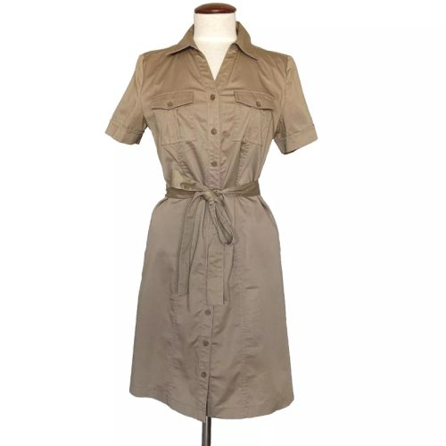 Lady's Utility Front Open Khaki Dress 100% cotton 