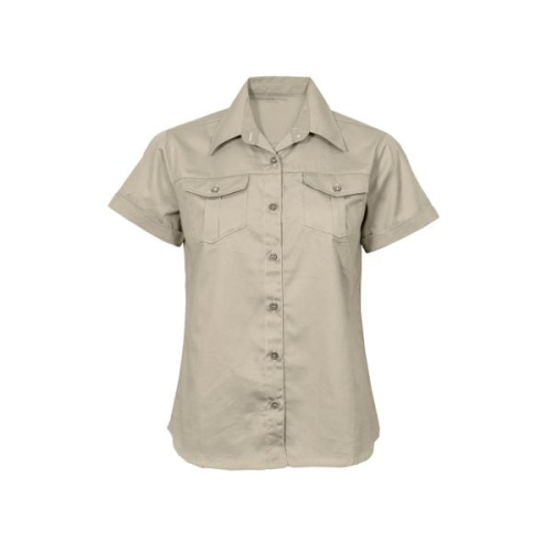 Lady's Short Sleeve Khaki Shirt 100% cotton 